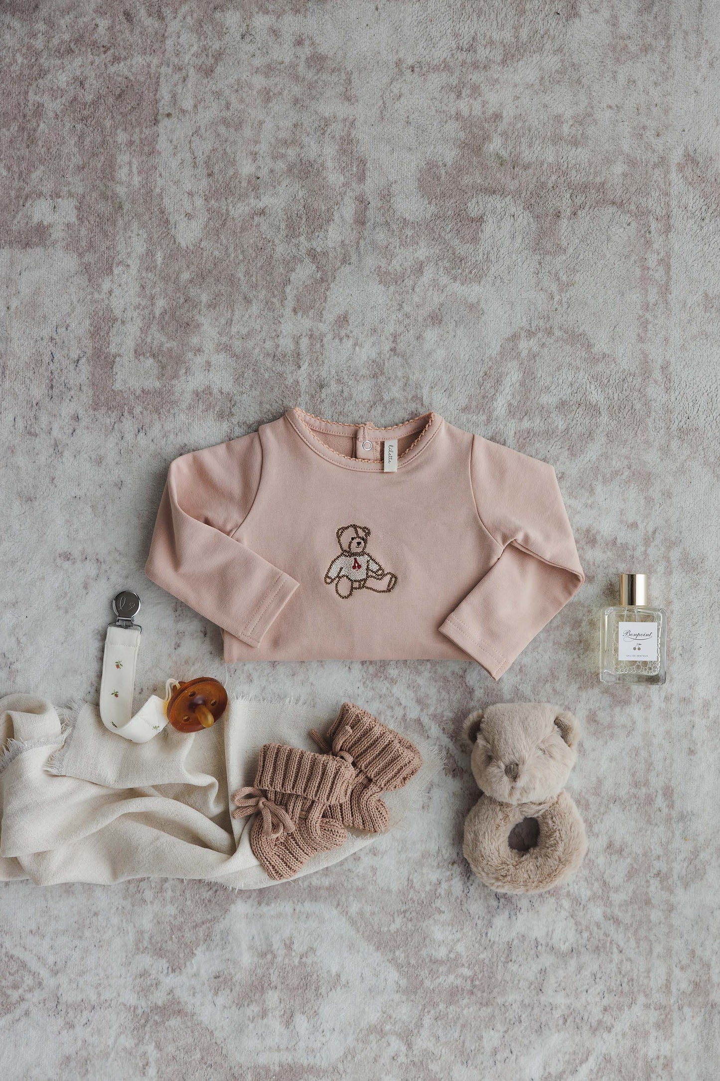 Sweet bear footie- Pink