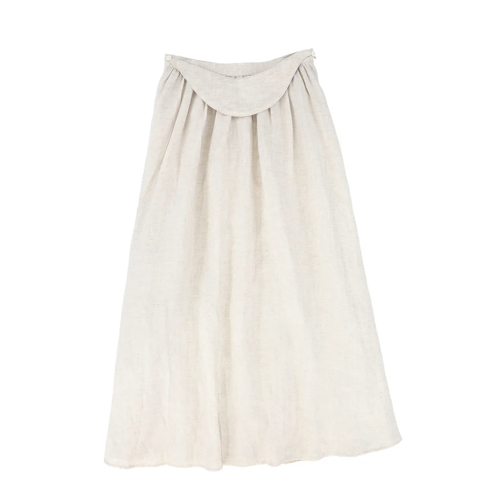 Linen Herringbone Pleated Skirt
