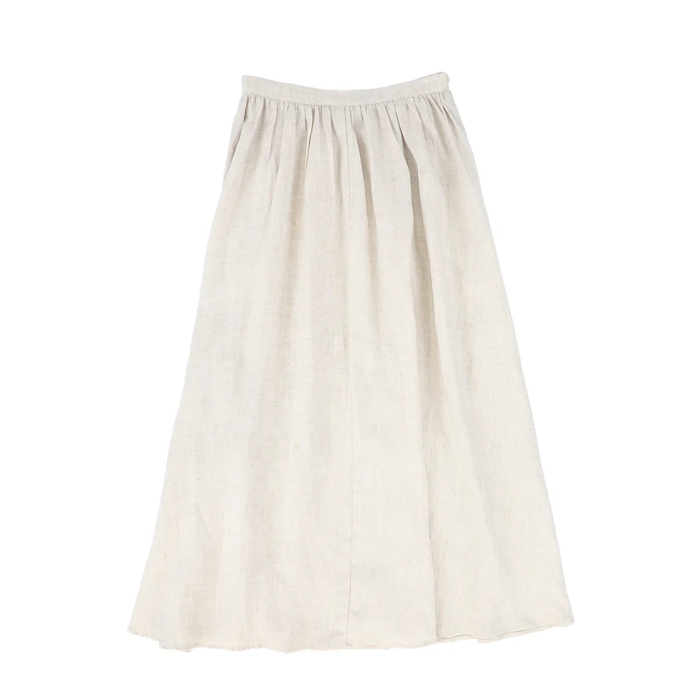 Linen Herringbone Pleated Skirt