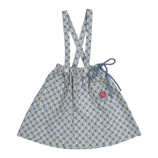 Blue Geo Suspender Pocket Skirt