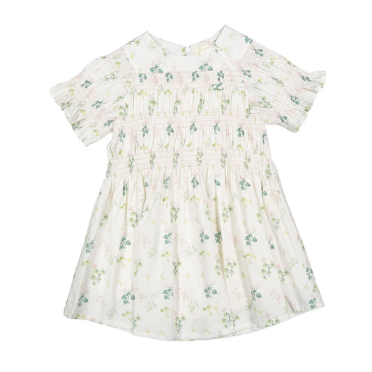 Geranium Smocked Short Sleeve Dress