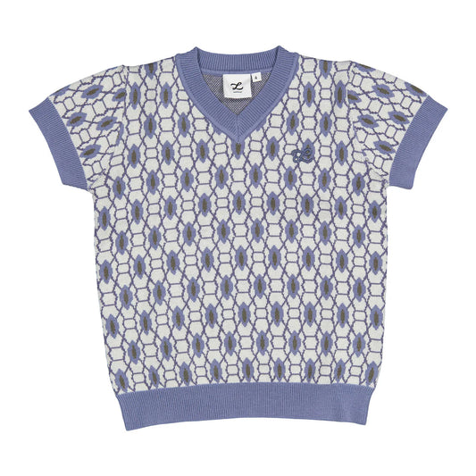 Blue Geo V Neck Sweater