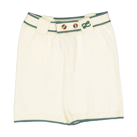 Cream Piped Knit Shorts