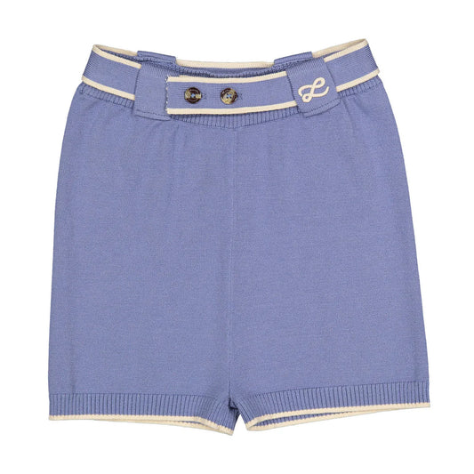 Blue Piped Knit Shorts