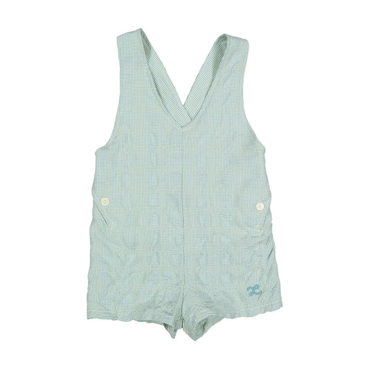 Fern Gingham V Button Romper