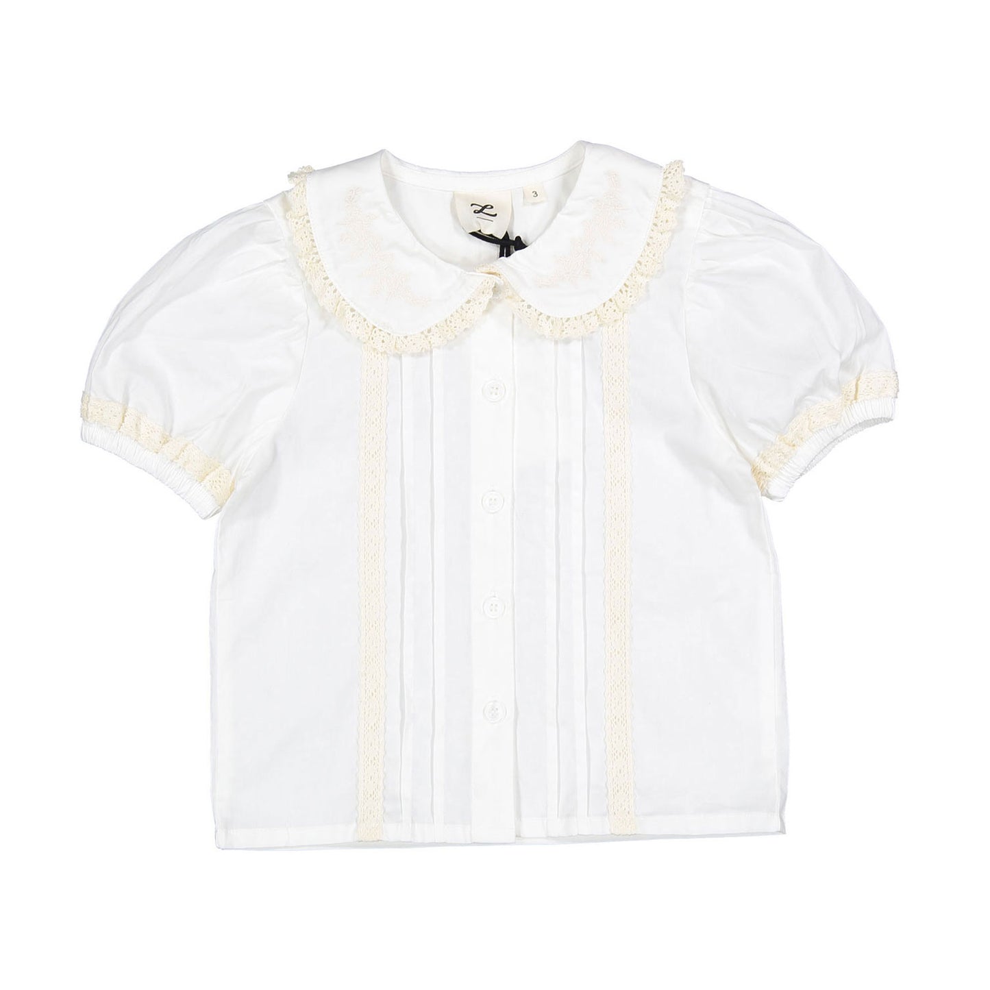 Cream Short Sleeve Lace Blouse