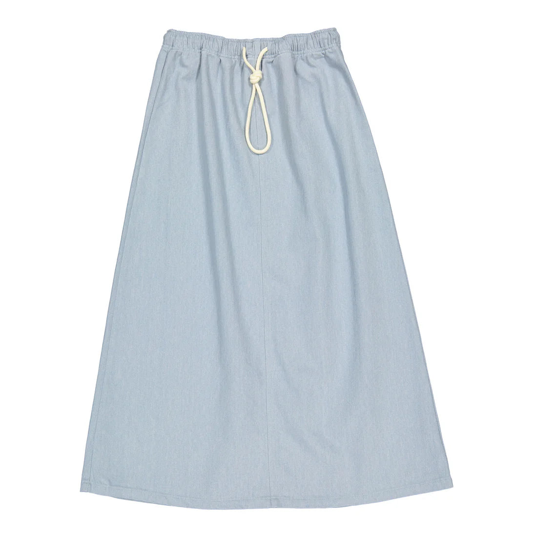 Washed Blue Denim Drawstring  Skirt
