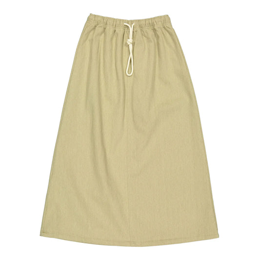 Washed Taupe Denim Drawstring Skirt