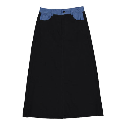 Black Jean Denim Contrast Skirt