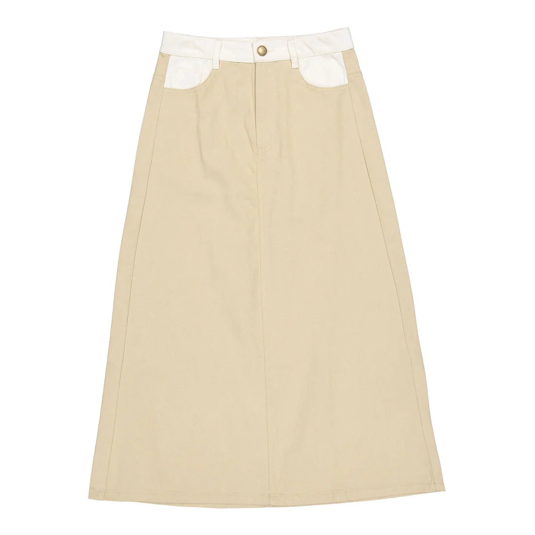 Taupe Denim Contrast Skirt