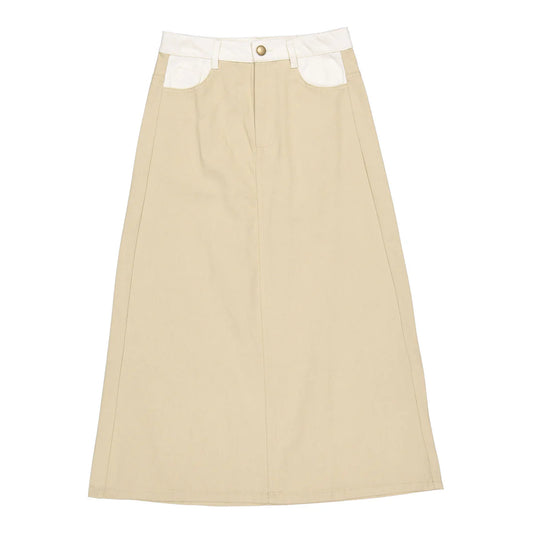 Taupe Denim Contrast Skirt