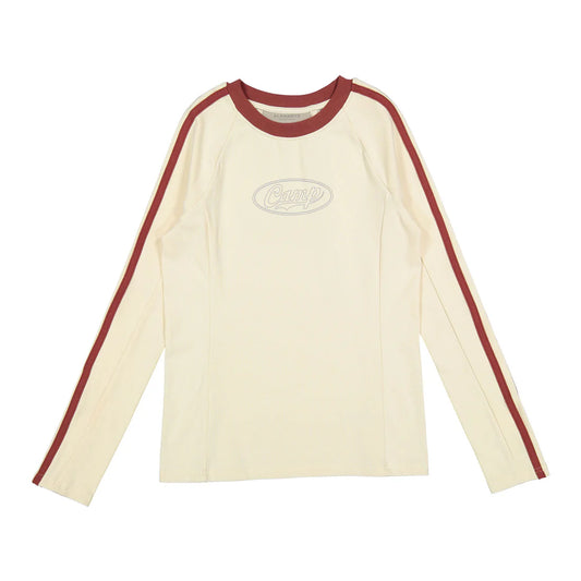 Cream/Rust Stripe Sleeve Tee
