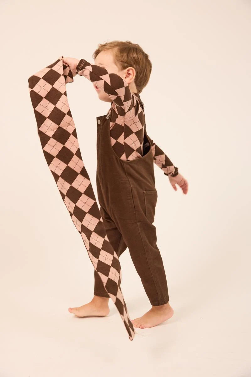Argyle Mockneck Onesie - Brown