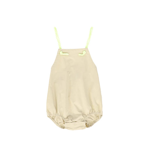 Rope String Bubble Romper- Tan