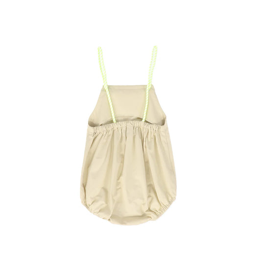 Rope String Bubble Romper- Tan
