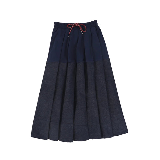 Navy Pleated Sweatshirt Skirt