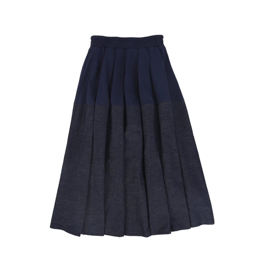 Navy Pleated Sweatshirt Skirt
