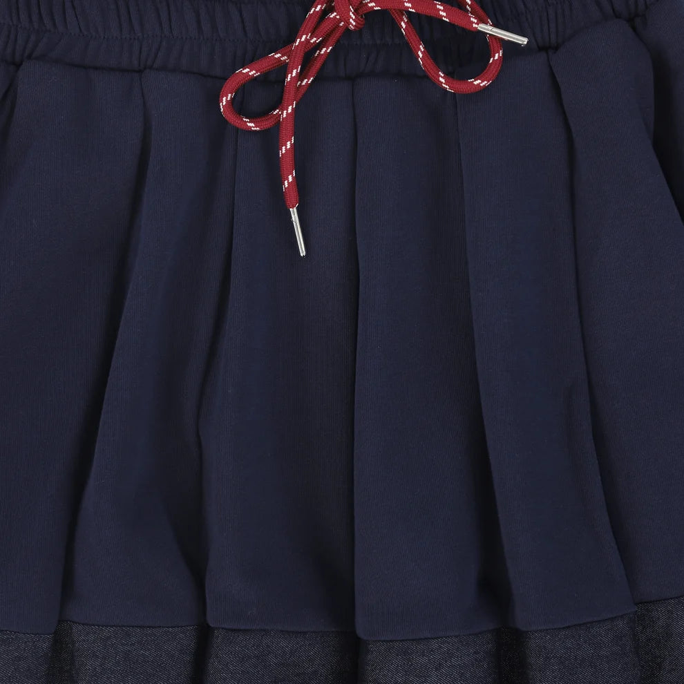 Navy Pleated Sweatshirt Skirt