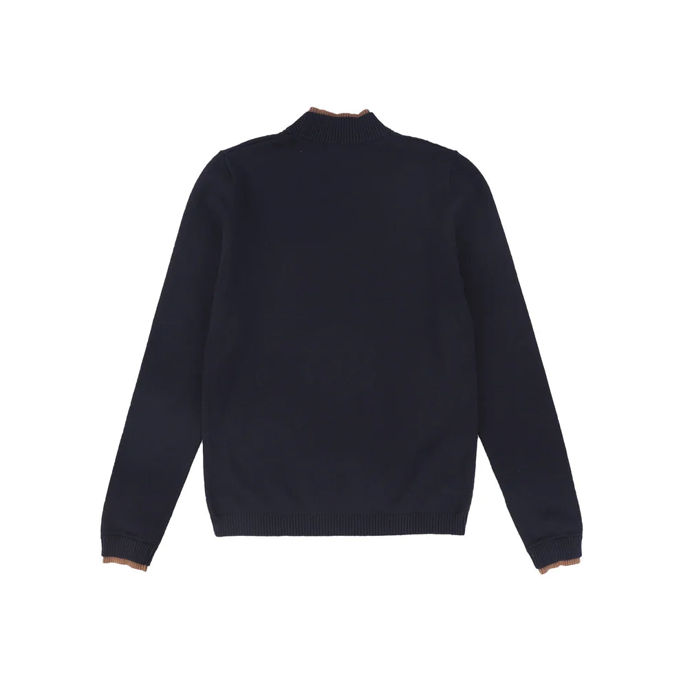 Navy Horse Print Knit Turtleneck
