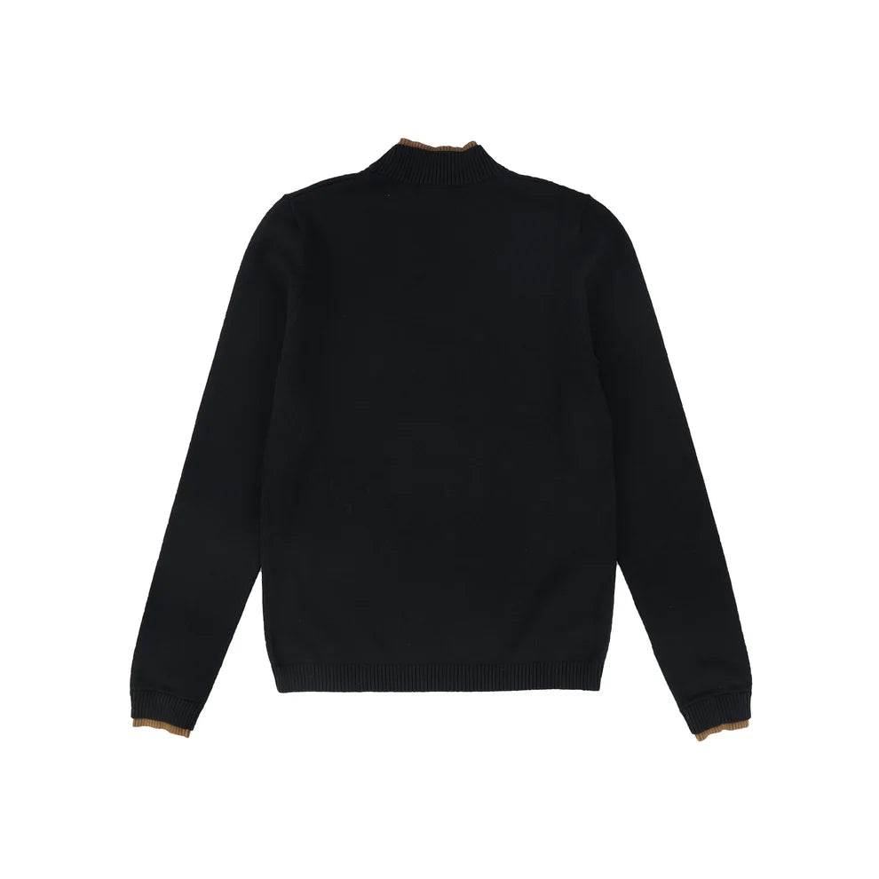Black Horse Print Knit Turtleneck