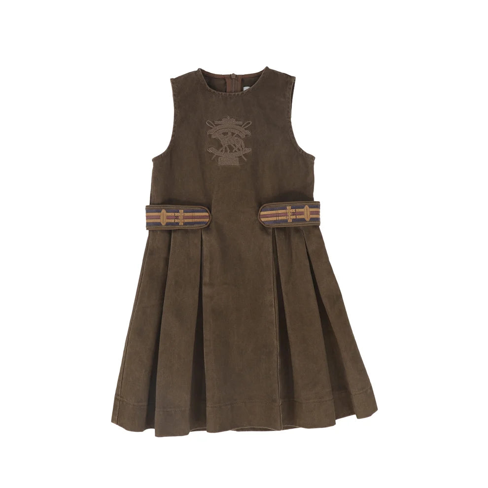 Denim Embroidered Pleat Jumper