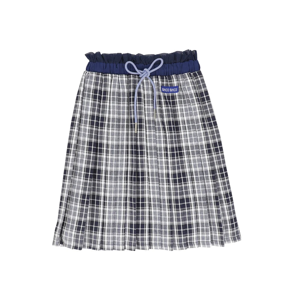 Checked Gathered Pleat Skirt