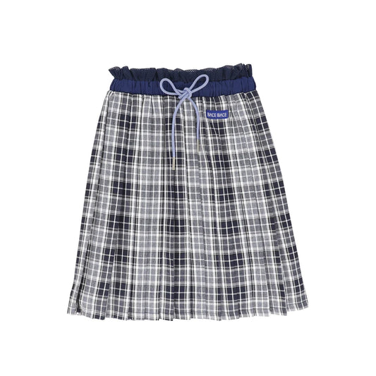 Checked Gathered Pleat Skirt