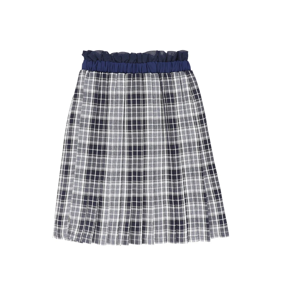Checked Gathered Pleat Skirt