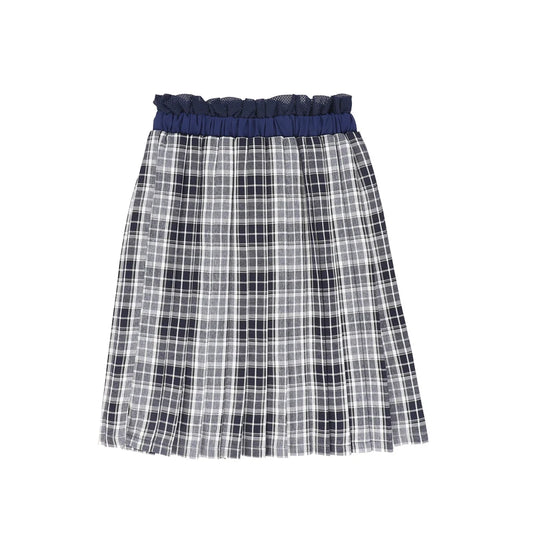 Checked Gathered Pleat Skirt
