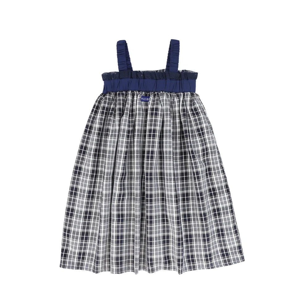 Checked Gathered Strap Jumper
