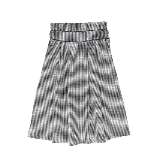 Houndstooth Pleated Trim Skirt