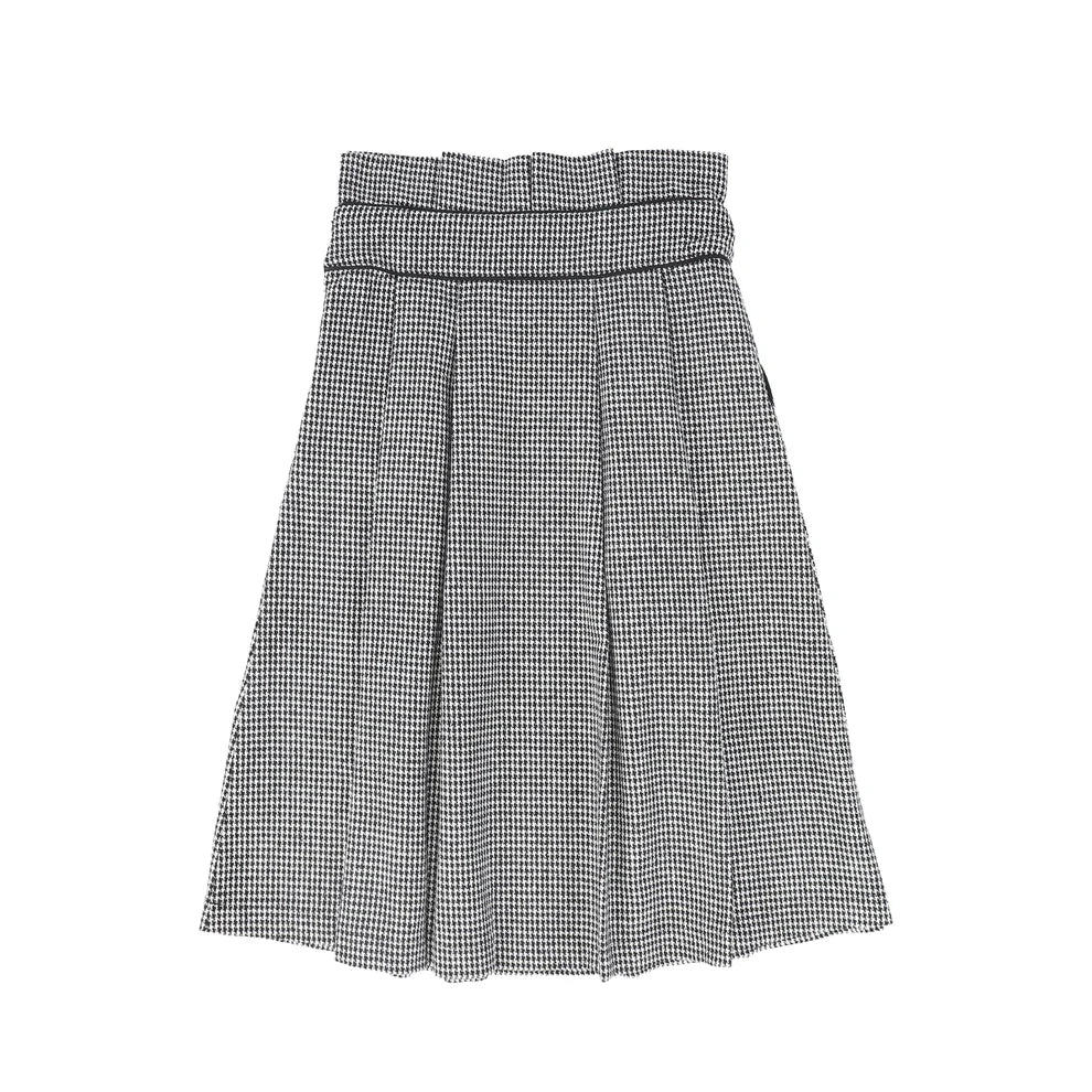 Houndstooth Pleated Trim Skirt
