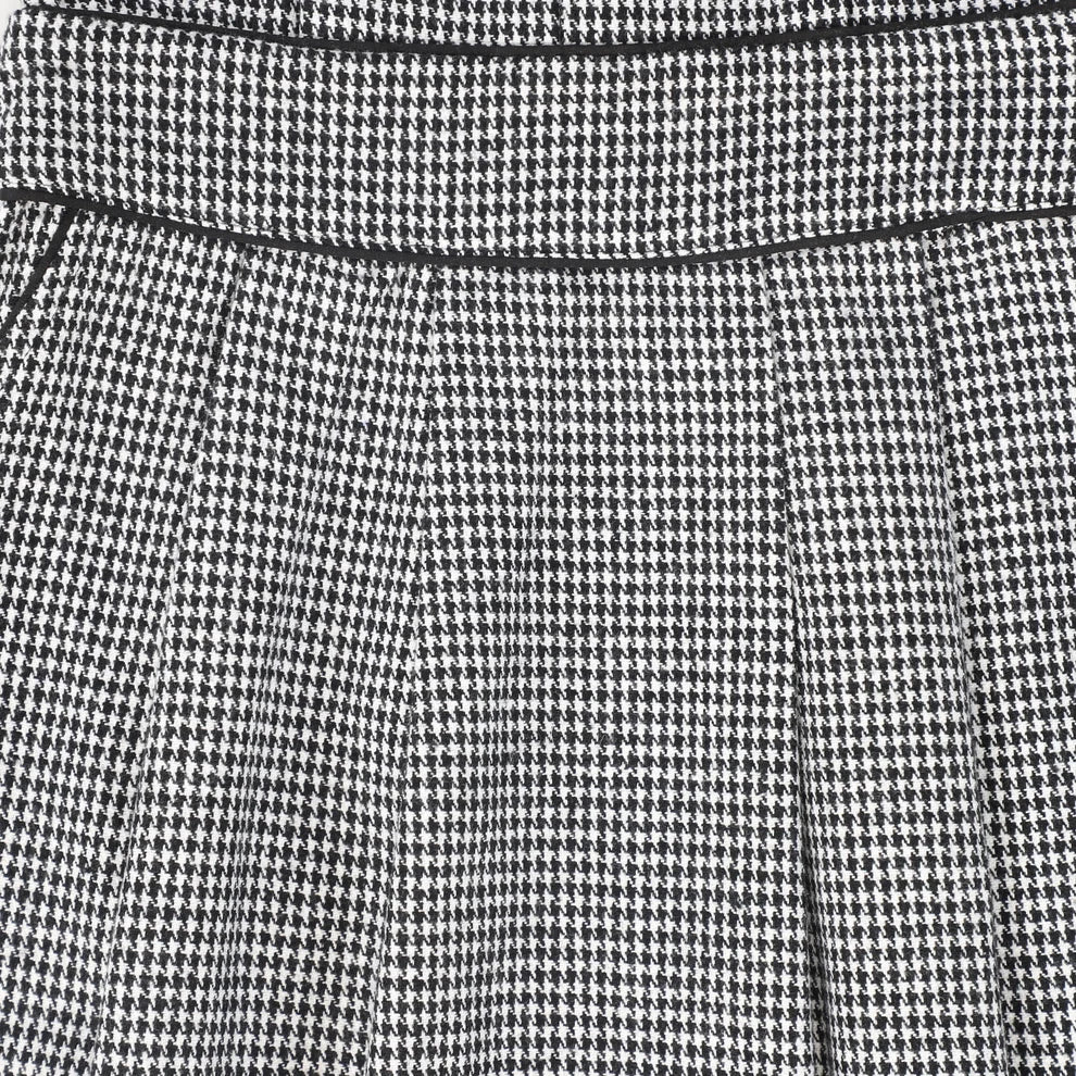 Houndstooth Pleated Trim Skirt