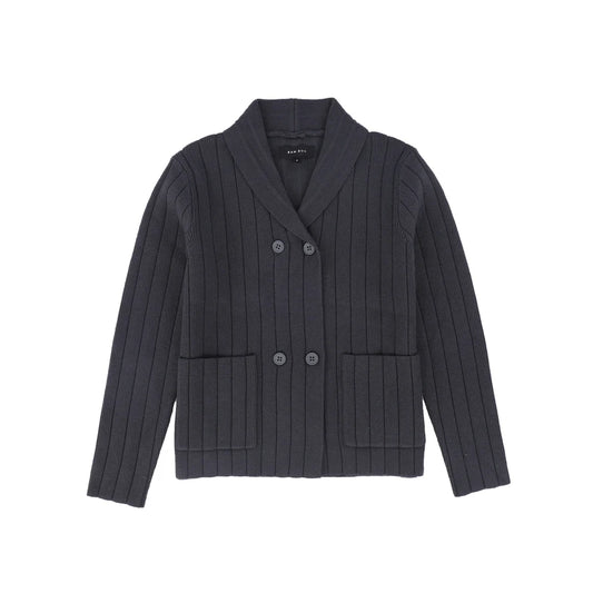Wide Ribbed Knit Double Breasted Cardigan