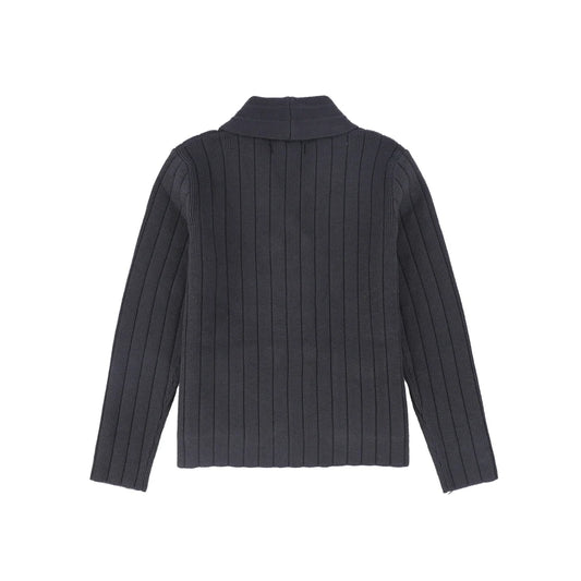 Wide Ribbed Knit Double Breasted Cardigan