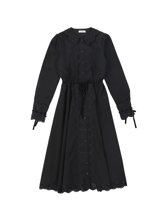 Velvet Ribbon Eyelet Dress