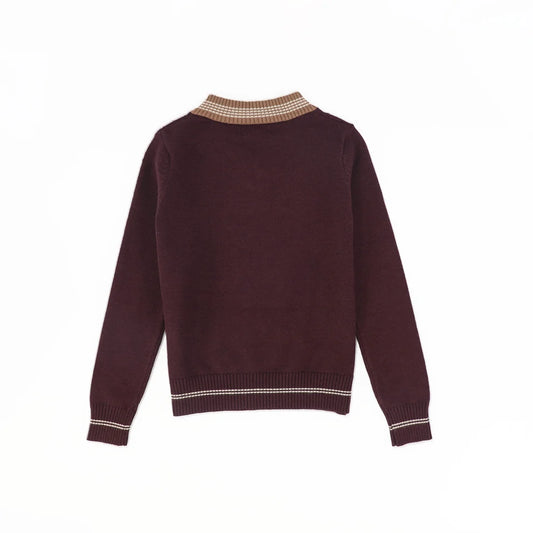 Stripe Trim V-Neck Sweater