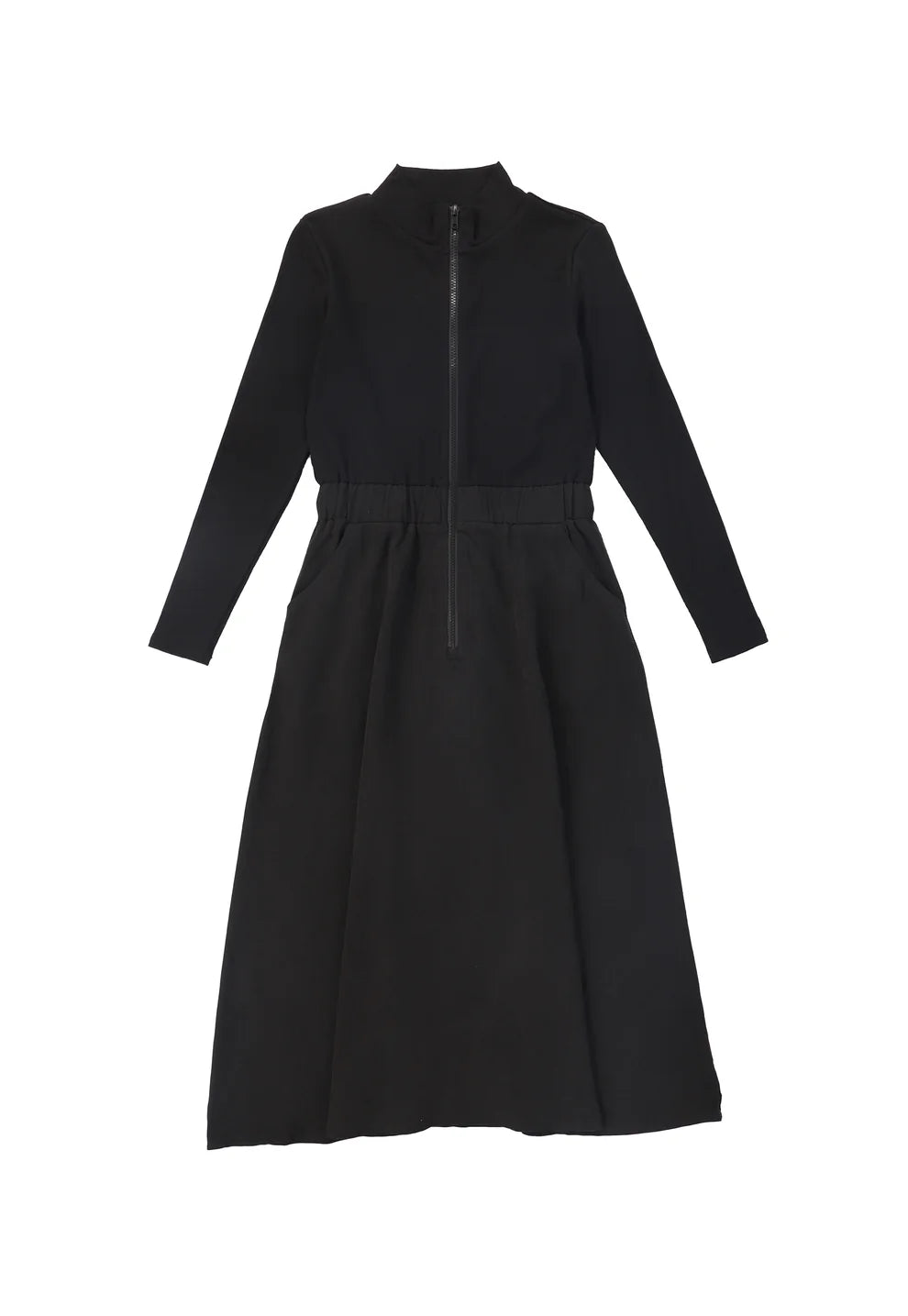 Black Denim/Sweatshirt Zipper Dress