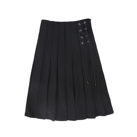 Pleated Lace Up Skirt