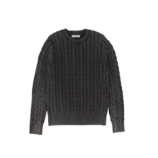 Fitted Cable Knit Sweater- Charcoal