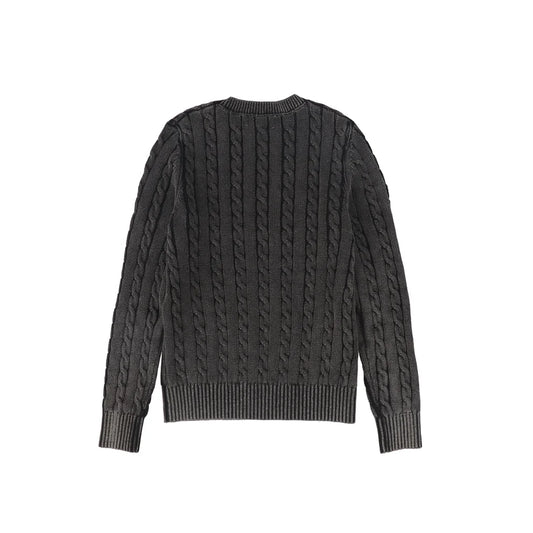 Fitted Cable Knit Sweater- Charcoal