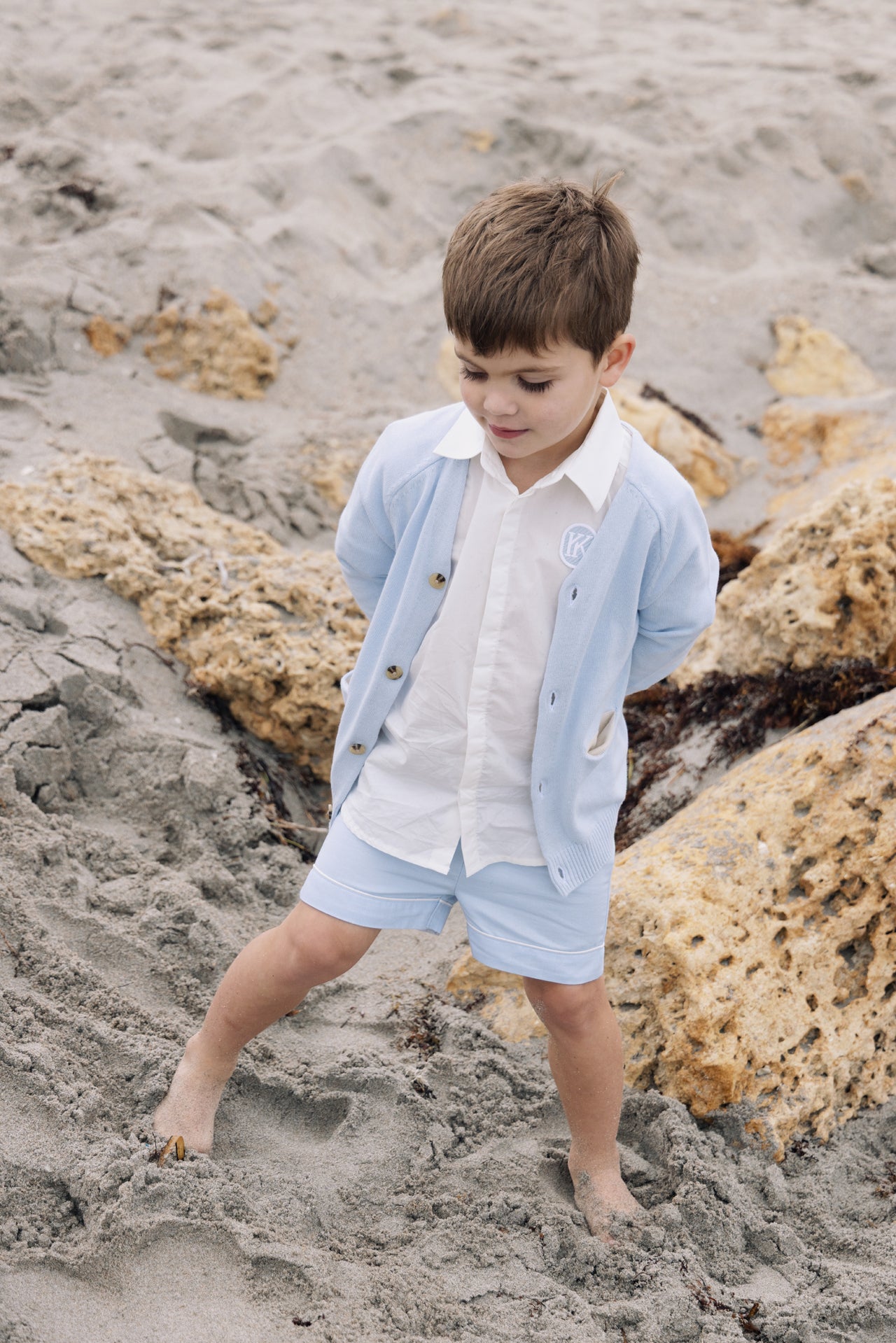 Light Blue with White Piping Shorts