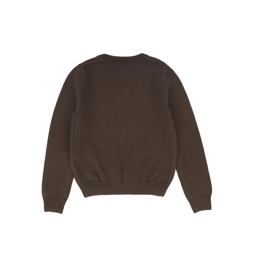 Ribbed Knit Stripe Crest Sweater