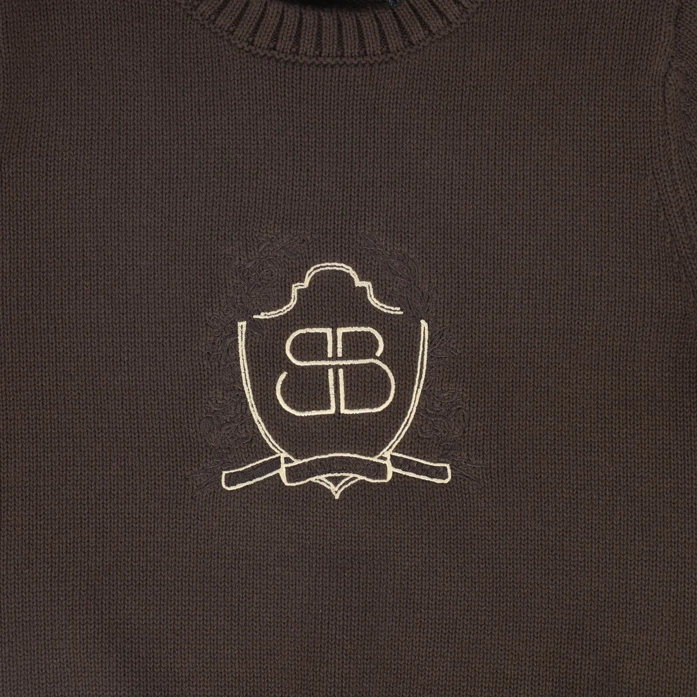 Ribbed Knit Stripe Crest Sweater