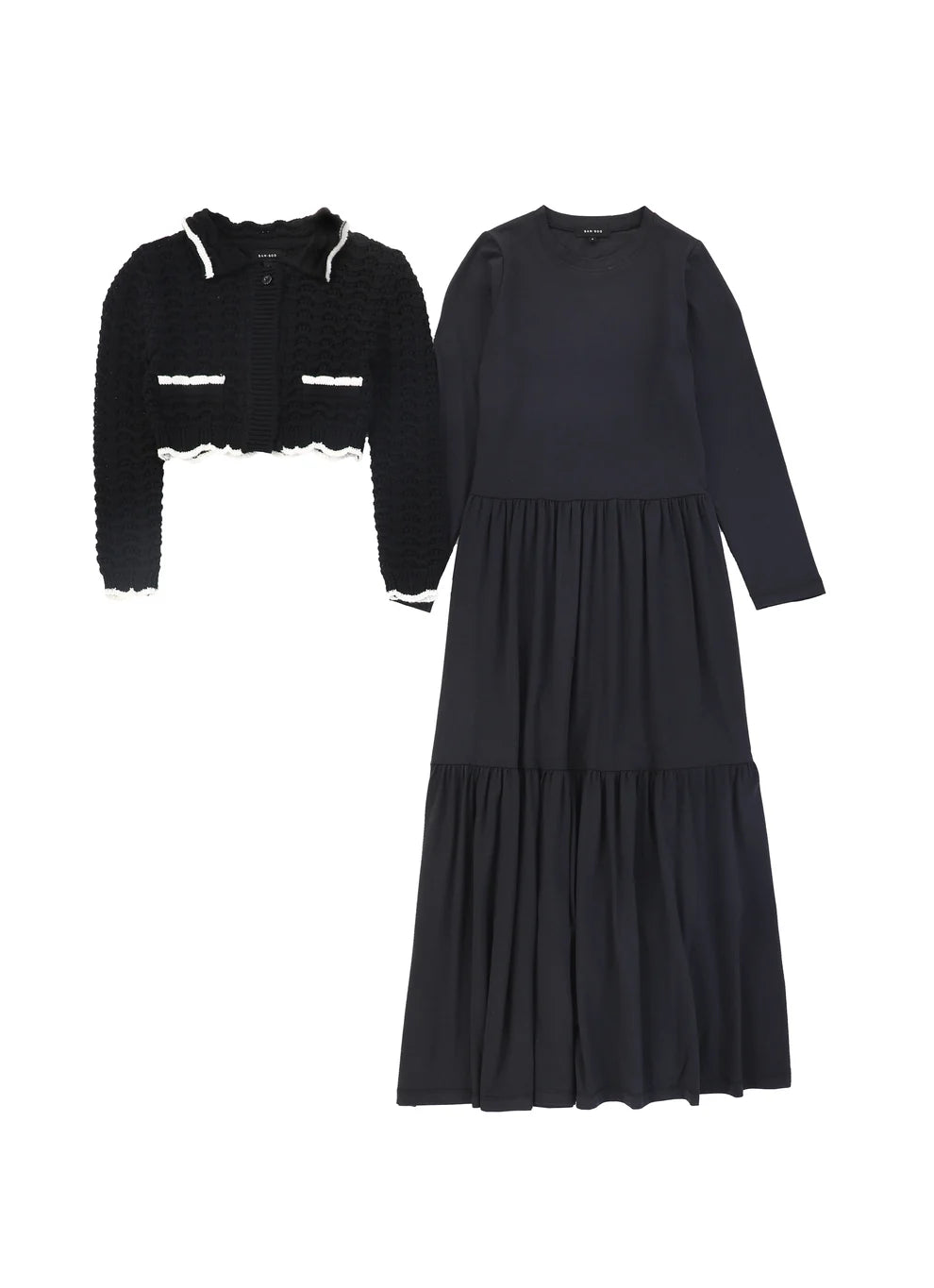 Scallop Knit Cardigan Maxi Dress