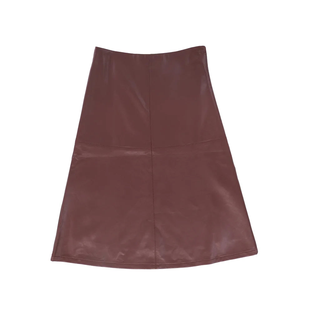 Leather Seam Waisted Skirt