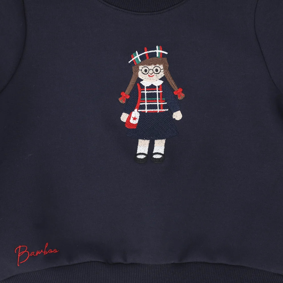 Doll Embroidered Sweatshirt Set