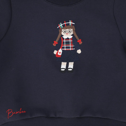 Doll Embroidered Sweatshirt Set