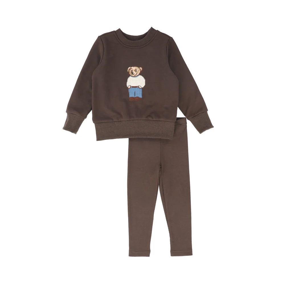 Boys Embroidered Bear Sweatshirt Set