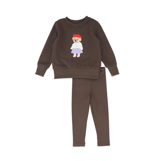 Girls Embroidered Doll Sweatshirt Set